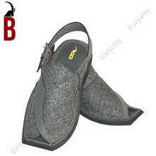 Load image into Gallery viewer, Patterned Grey Baryaley- Kaptaan Chappal