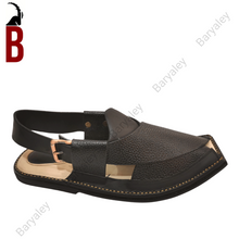 Load image into Gallery viewer, Asphalt Black Baryaley-Kaptaan Chappal
