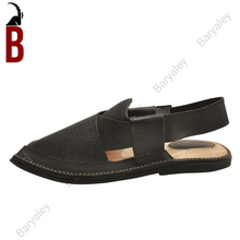 Load image into Gallery viewer, Asphalt Black Baryaley-Kaptaan Chappal
