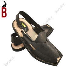 Load image into Gallery viewer, Asphalt Black Baryaley-Kaptaan Chappal
