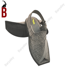 Load image into Gallery viewer, Patterned Grey Baryaley- Kaptaan Chappal
